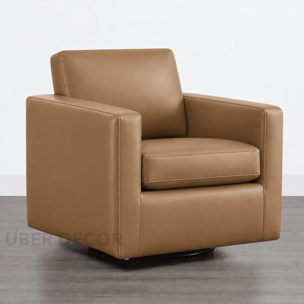 Lirene Accent Chair Tan Brown Leatherette 360 Degree Swivel Chair Modern Living Room - product image 3