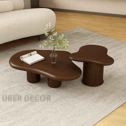 Zeya Cream Cloud Coffee Table Set – Sculptural High-Low Combination in Cream Finish with Rounded Legs – Nordic-Inspired Minimalist Accent for Modern Living Rooms