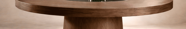 Halo Round Wooden Dining Table with Central Glass Inlay with Solid Pedestal Base for Dining Room