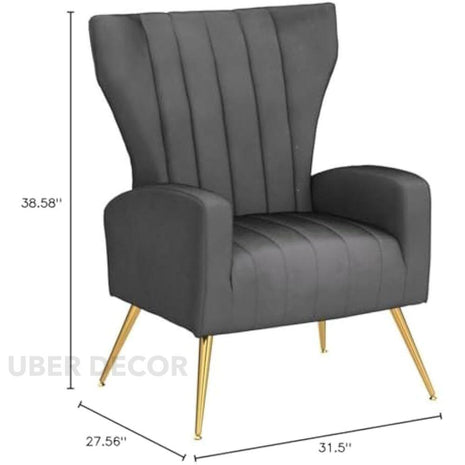 Miyana Modern Velvet Accent Chair for Living Room, Bedroom or Office with Stylish Metal Legs - Uber Decor