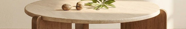 Purus Wabi-Sabi Functional Japandi Round Coffee Table – Mid-Century Scandinavian Wooden Top & Base for Living Room