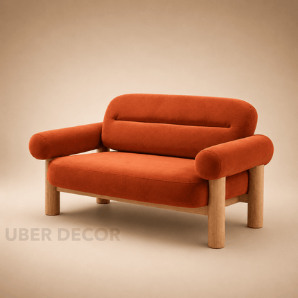 Metz Contemporary Accent Sofa with Cylindrical Armrests Customisable Designer Lounge Couch for Artistic Modern Interiors