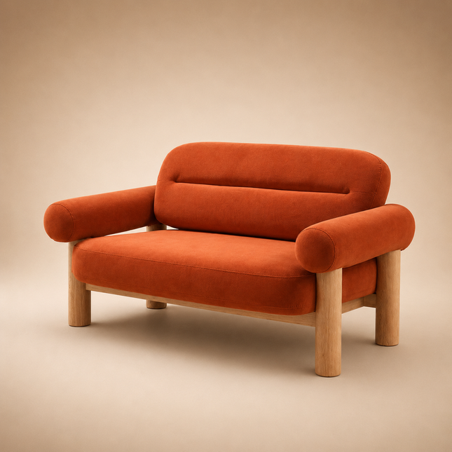 Metz Contemporary Accent Sofa with Cylindrical Armrests Customisable Designer Lounge Couch for Artistic Modern Interiors