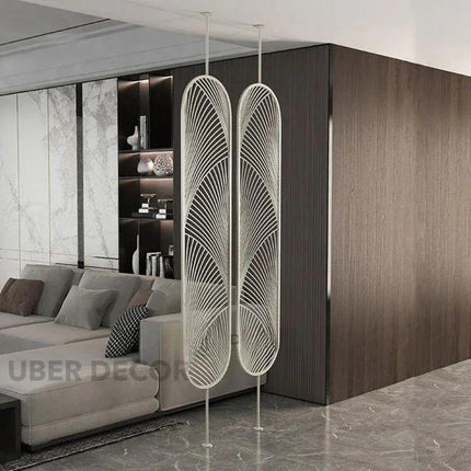 ORIEL Stainless Steel Decorative Room Divider With Curved Linear Pattern For Living Room Foyer Lounge And Statement Interior Spaces