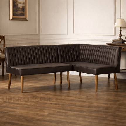 Veda Tranquil Mid Century Corner Bench Contemporary Customisable Seating for Dining Living Lounge and Hospitality Spaces
