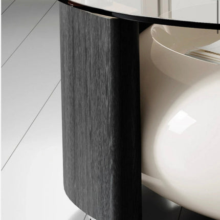 Cooper’s Creek Coffee Table Set, Modern Futuristic Glass and Glossy White Pod Center Tables for Living Room