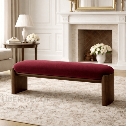 Sova Arc – Nordic Minimalist Solid Wood Bench with Comfort Cushion for Bedroom, Living Room, or Entryway