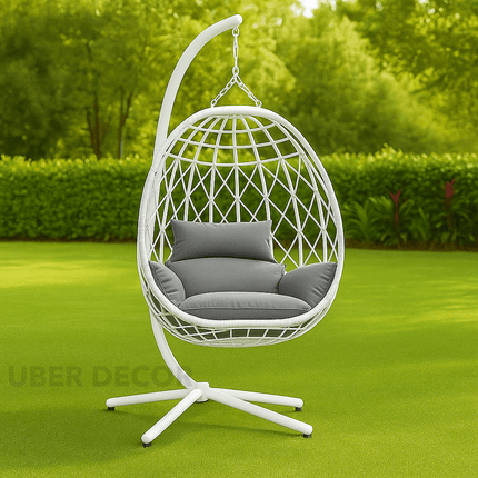 BirchBud Cocoon Swing Chair – Earthy Minimalist Comfort | Boho Natural Style for Balcony & Living Room Swing Chair for Patios, Gardens, Studies & Terraces