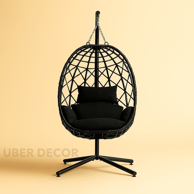 BirchBud Cocoon Swing Chair – Boho Natural Hanging Chair for Balcony, Garden & Terrace | Uber Decor