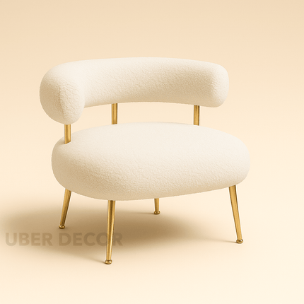 Ciora- Mid Century Sherpa Boucle Accent Chair- Round Upholstered Barrel Arm Chair for Small Spaces