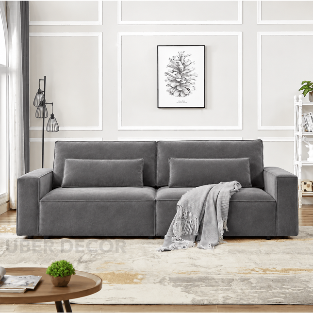 Lunesso Wabi-Sabi Modern 4-Seater Sofa - Japandi-Inspired Compact Couch for Living Room & Studio