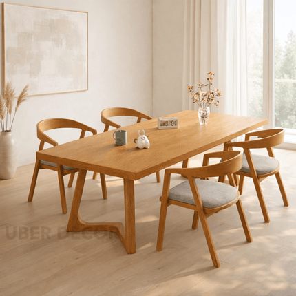 Elmoria Solid Wood Dining Table Scandinavian Modern Rectangular Minimalist Dining Table for Dining Room
