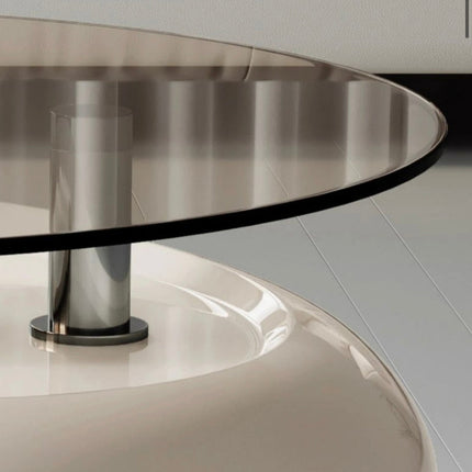 Cooper’s Creek Coffee Table Set, Modern Futuristic Glass and Glossy White Pod Center Tables for Living Room