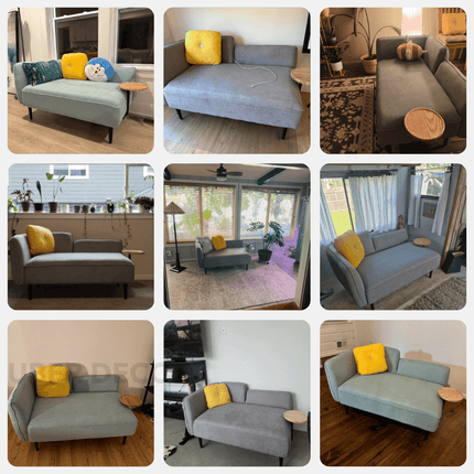 Osaka 2 Seater Couch with Joined Side Table Mid Century Sofa for Living & Lounge Spaces
