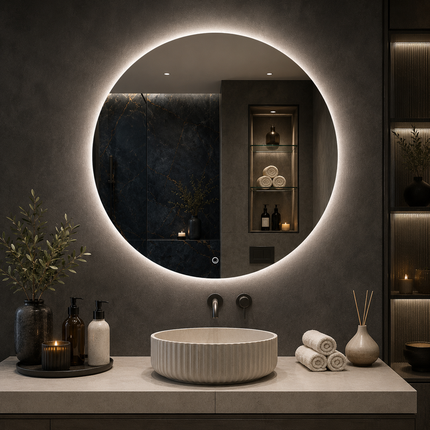 Haloir round led mirror- 3-colour touch button front or backlit frameless bathroom vanity mirror