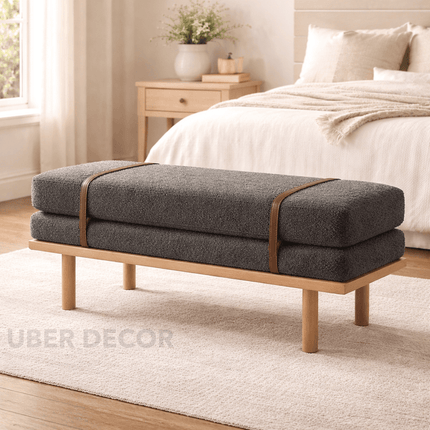Havn Rest Japandi Upholstered Bench Scandinavian Minimal Living Dining Entryway Furniture