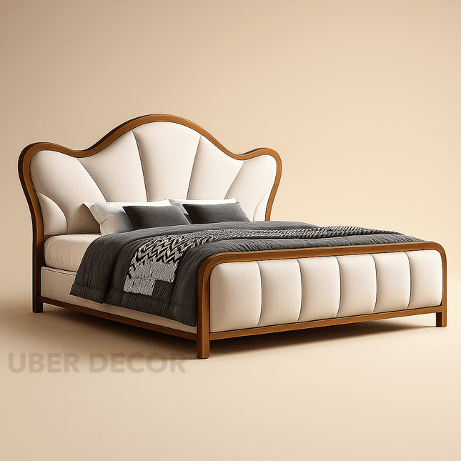 Restful Haven Japandi Curved Luxury Bed with Storage – Modern Bedroom Centerpiece