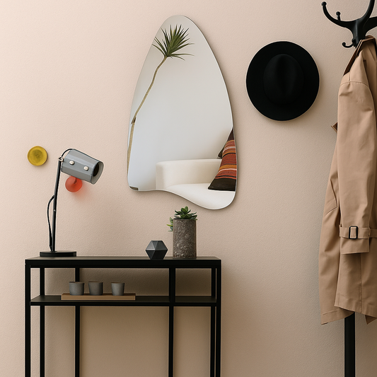Asymmetrical Frameless Wall Mirror-Modern Asymmetric Irregular Mirror for Bathroom Vanity or Living Room