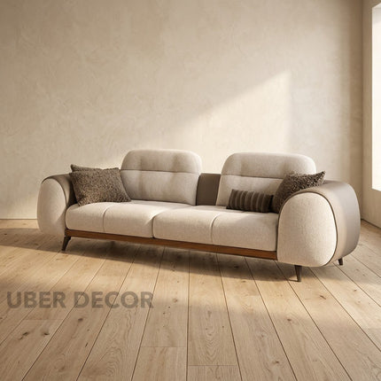Vancouver Luxury Modern Sofa with Rounded Armrests and Minimalist Designer Couch for Living Room