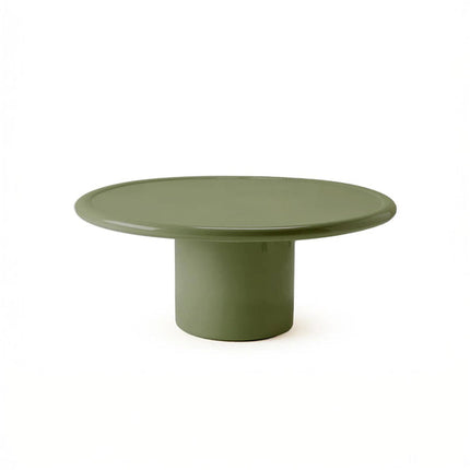Piave Coffee Table, Modern Glossy Blue Round Minimalist Center Table with Pedestal Base for Living Room