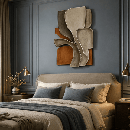 Sculpted Leaf Rhythm Japandi 3D Wall Art – Organic Relief for Living Room