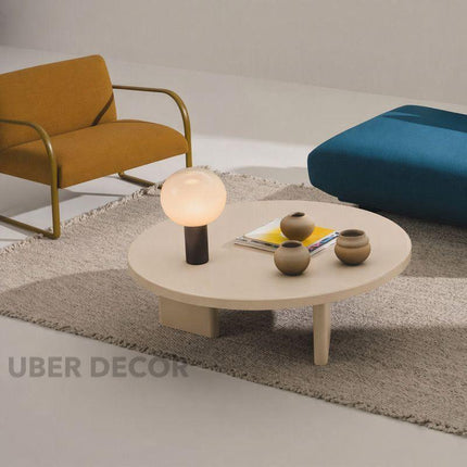 Potomac Modern Round Minimalist Glossy Center Table with Three-Panel Base for Living Room