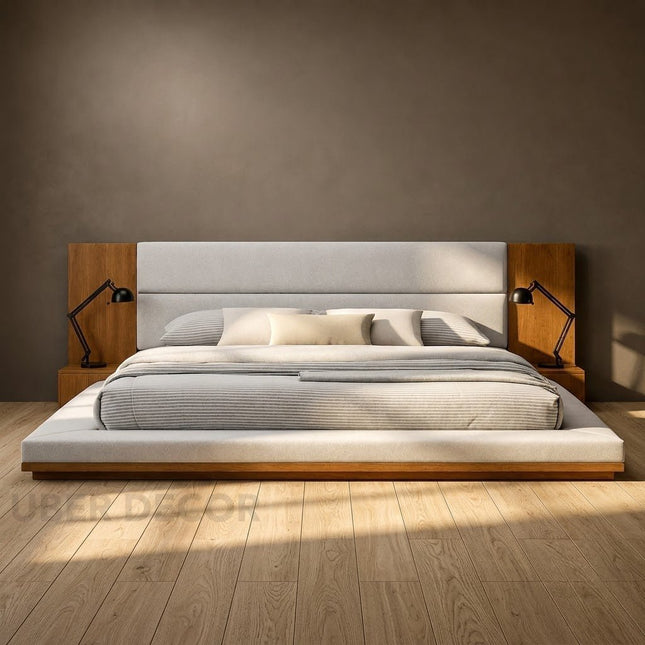 MahoganySlate Ultra-Low Modern Platform Customisable Bed for Luxe Bedrooms