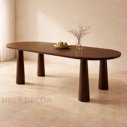 Auburn Grace Oval Dining Table Mid Century Modern Contemporary Design Cylindrical Legs Ideal for Dining Room
