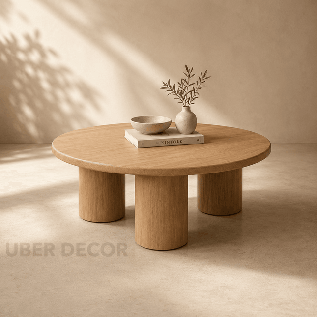 Salado Coffee Table Modern Soft Minimal Organic Luxe Inspired Designer Center Table Custom Finish Multi Pillar Table for Elegant Lounge Setting