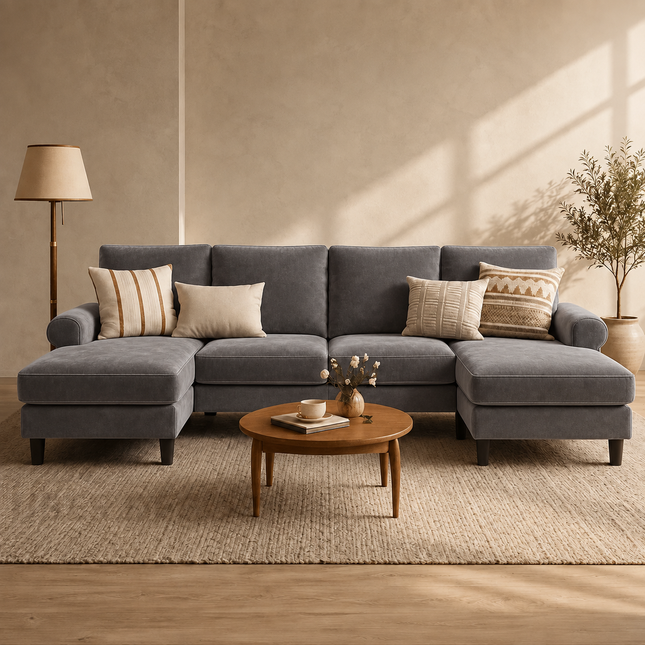 Zenora Wabi-Sabi Modern Sectional Sofa Set with Chaise - Spacious Couch for Living & Study Spaces