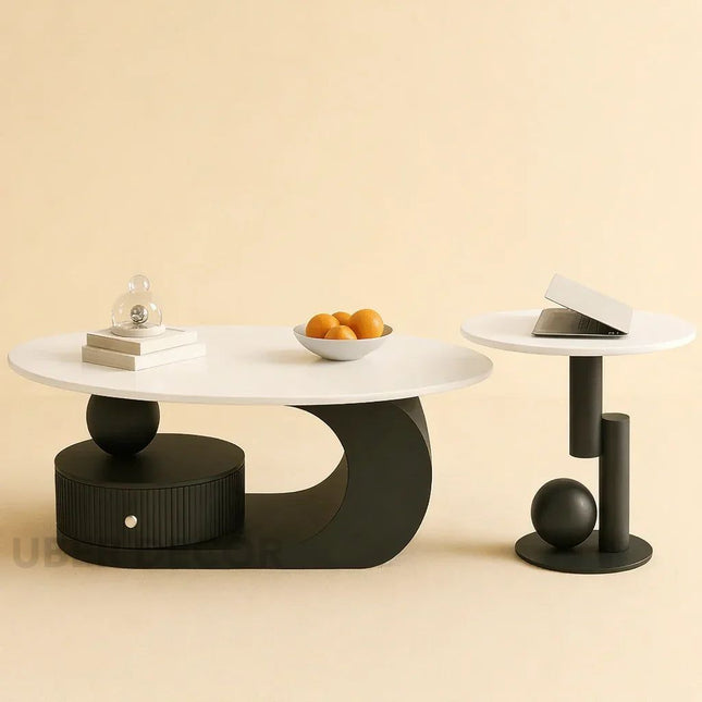 Lena Glide Nordic Coffee Table Versatile Rolling Design for Living Room and Bedroom