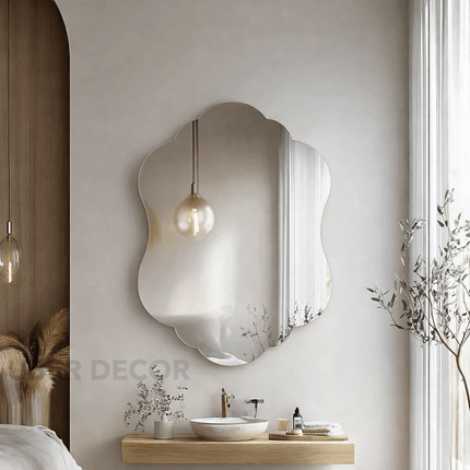 Zari Frameless HD Mirror - Asymmetrical Wall Mirror Elegant Gift for Stylish Interiors