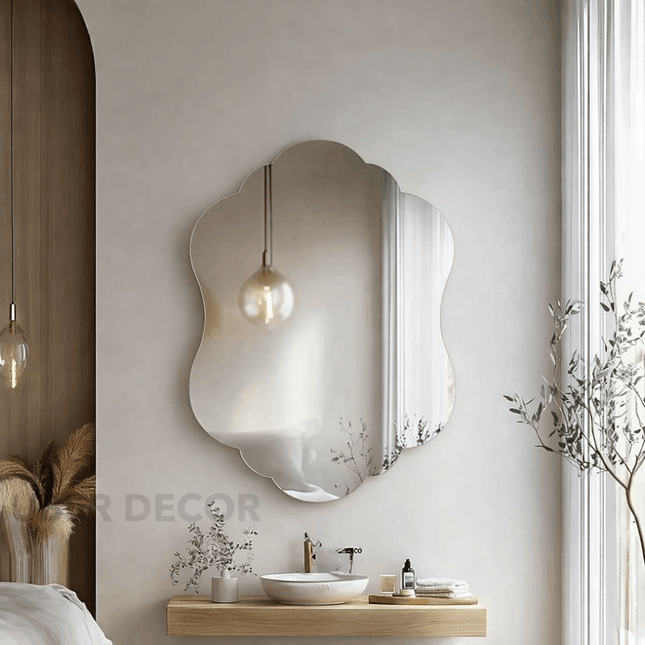 Zari Frameless HD Mirror - Asymmetrical Wall Mirror Elegant Gift for Stylish Interiors