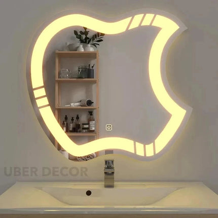 Aesthetic Apple Shaped Mirror with LED Lights- Touch Sensor Mirror for Bathroom and Bedroom