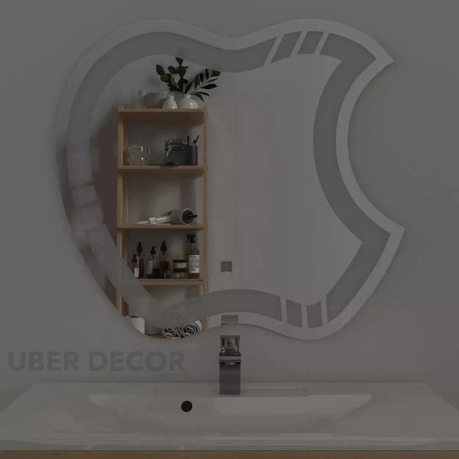 Aesthetic Apple Shaped Mirror with LED Lights- Touch Sensor Mirror for Bathroom and Bedroom