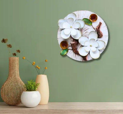 White Lotus 3D Flower Metal Hanging Metal Wall Art - Set of 3