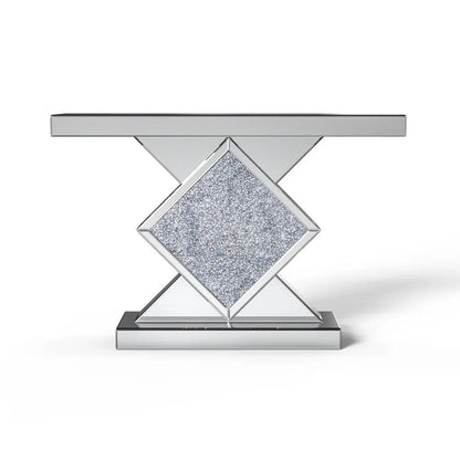 Cosmos Clarity- Modern Luxury Crystal Diamond Glass Mirrored Console Table For Living Room