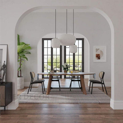 Terren Form Oval 6 Seater Dining Table Mid Century Scandinavian Design Walnut Finish Angled Legs Ideal for Dining Room Conference Table or Home Office Desk - Uber Decor