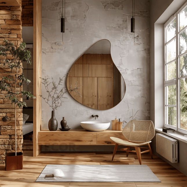 Aqua Droplet Frameless HD Mirror – Contemporary Waterdrop Wall Mirror for Living Room, Bathroom & Entryway