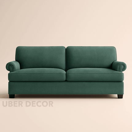 Santorini 71" Sofa- 3 Seater Linen Fabric Sofa with Upholstered Couch with Removable Cushion & Scrolled Armrest