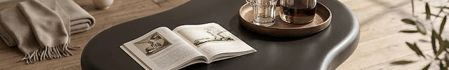 Yarra Noir Wabi-Sabi French Cloud Coffee Table – Japandi Minimalist Rounded Legs Center Table for Living Room