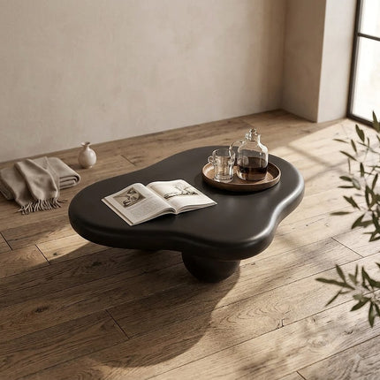 Yarra Noir Wabi-Sabi French Cloud Coffee Table – Japandi Minimalist Rounded Legs Center Table for Living Room