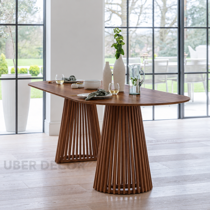Oaknest Oval Dining Table Modern Solid Wood Dining Table Mid Century Scandinavian Design Walnut Finish Ready to Dispatch