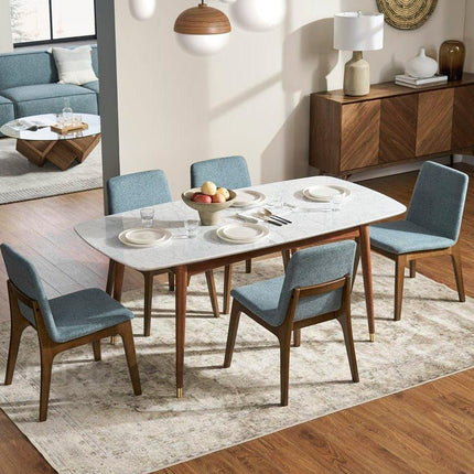 Truehome Dining Table Elegant Marble Top with Solid Wood Base Contemporary European Inspired Dining Table for Dining Room Kitchen and Living Spaces