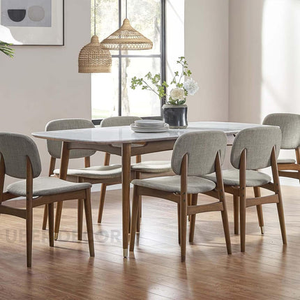 Truehome Dining Table Elegant Marble Top with Solid Wood Base Contemporary European Inspired Dining Table for Dining Room Kitchen and Living Spaces