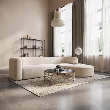 Rome Curved Sectional Sofa with Chaise Japandi Modern Minimalist Sofa for Living Room & Lounge