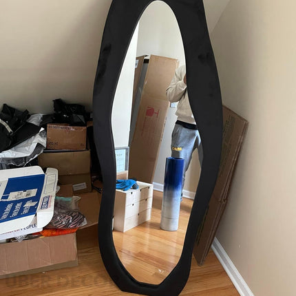 Modern Wavy Edge Full Length Standing Mirror-Large Sized Aesthetic Unique Stylish Mirror for Bedroom