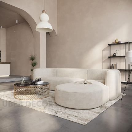 Rome Curved Sectional Sofa with Chaise Japandi Modern Minimalist Sofa for Living Room & Lounge