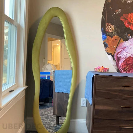 Modern Wavy Edge Full Length Standing Mirror-Large Sized Aesthetic Unique Stylish Mirror for Bedroom