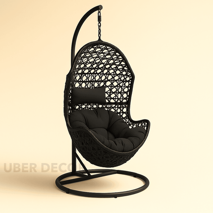 NestLoom Cocoon Swing Chair – Sculpted Boho High-Back Hanging Chair for Balcony & Garden | Uber Decor